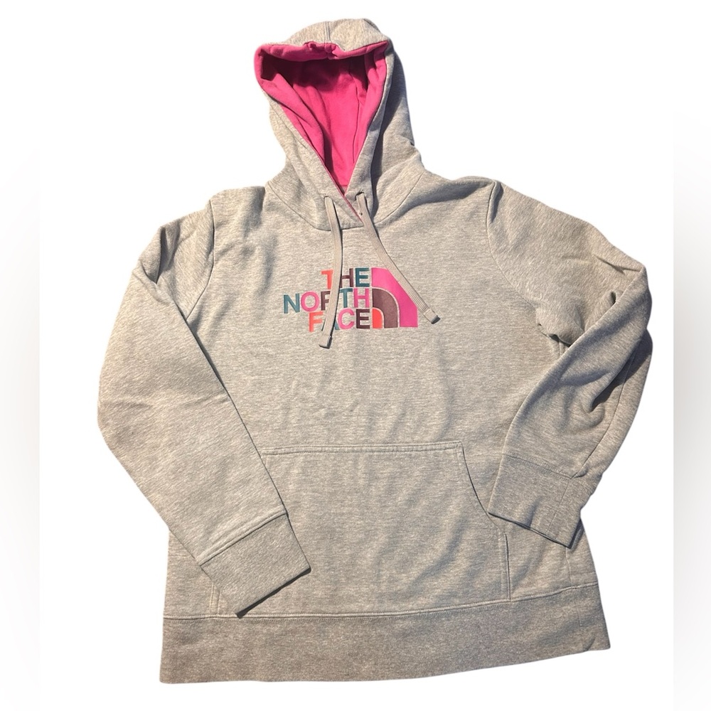 The North Face Gray Hoodie with Pink Interior